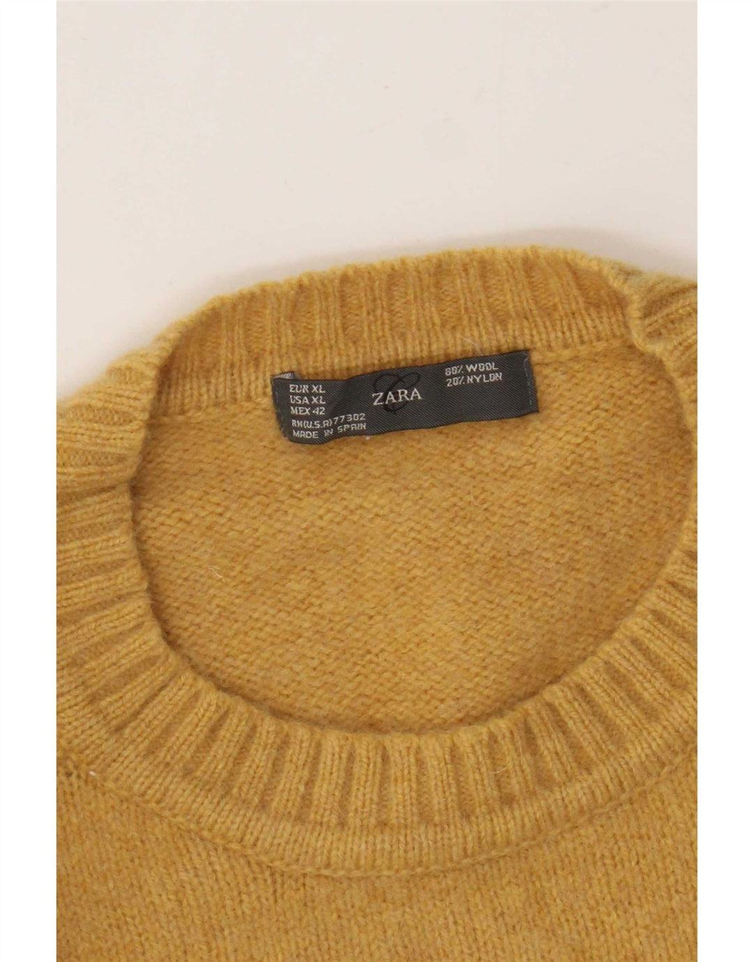 Zara Pull ras du cou pour homme XL en laine jaune