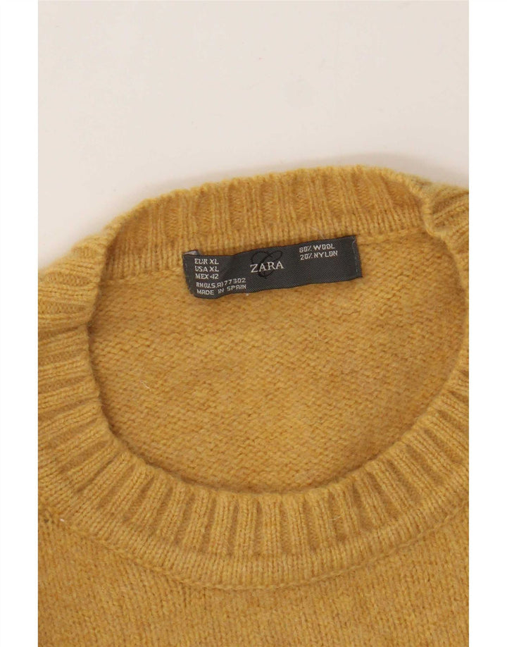 Zara Pull ras du cou pour homme XL en laine jaune
