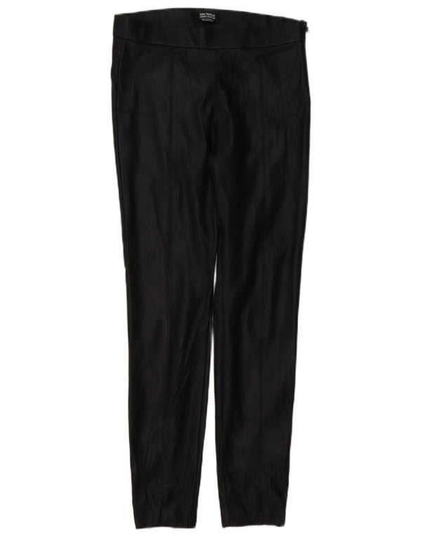 Zara Womens Trafaluc Faux Leather Leggings UK 12 Moyen Noir