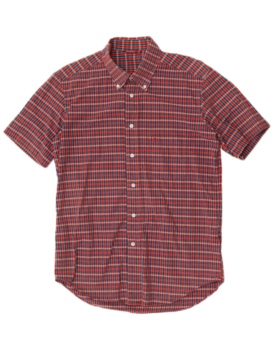 Carrera Chemise à Manches Courtes Homme Rouge Moyen Carreaux Coton