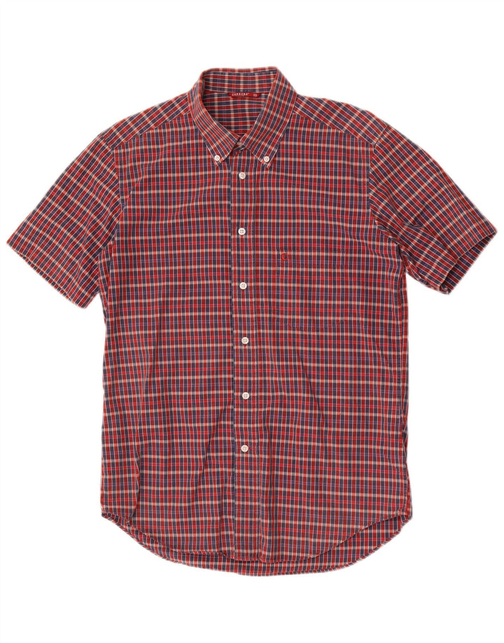 Carrera Chemise à Manches Courtes Homme Rouge Moyen Carreaux Coton