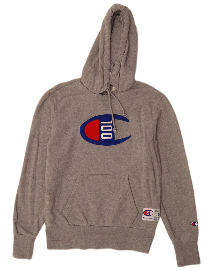CHAMPION Pull à Capuche Graphique Homme Gris Moyen Coton