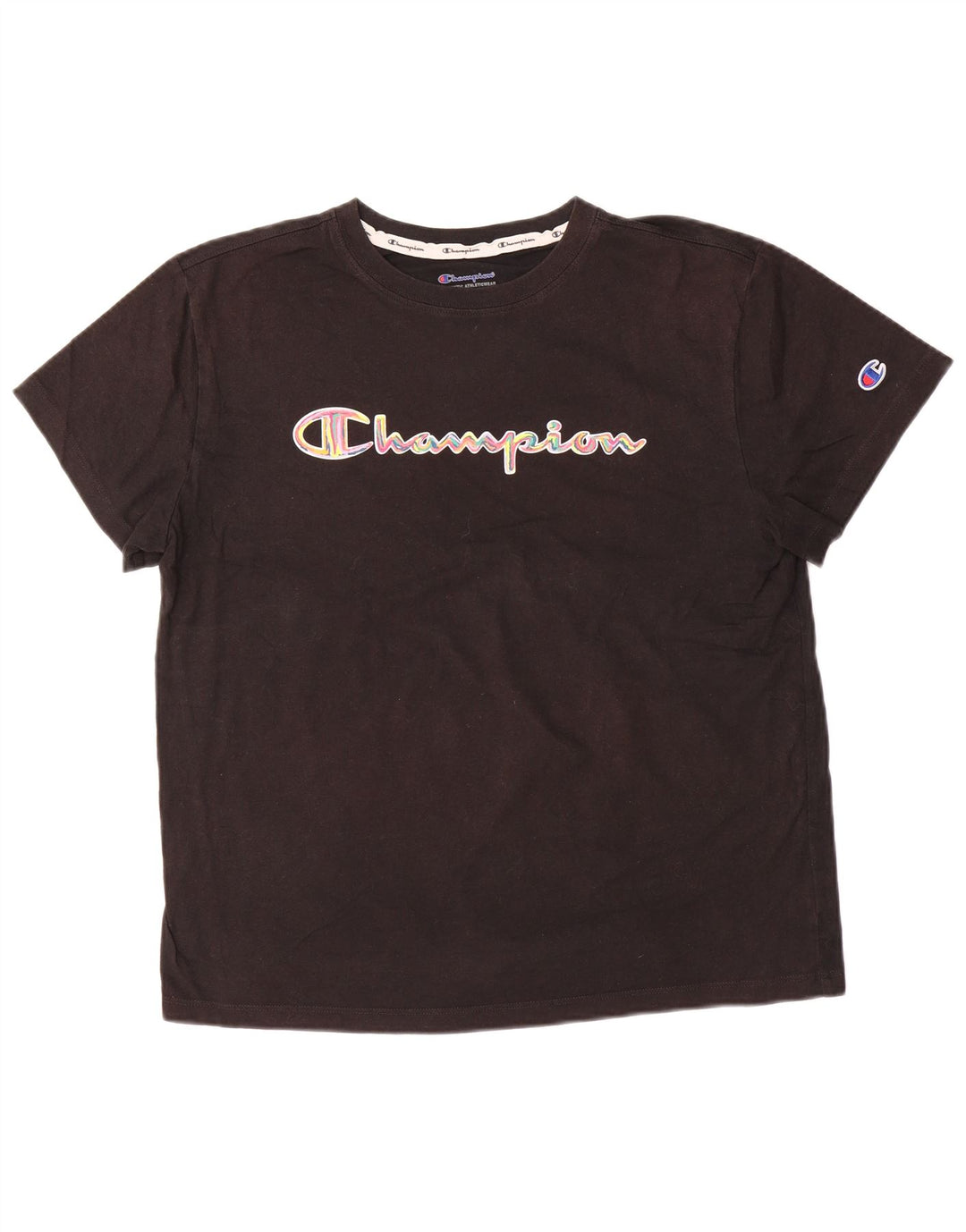 CHAMPION T-shirt graphique pour femme UK 16 Large Noir Coton
