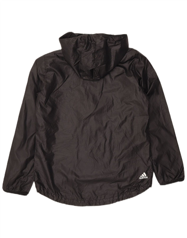 ADIDAS Veste de pluie à capuche graphique pour femme UK 12/14 Noir moyen Polyester