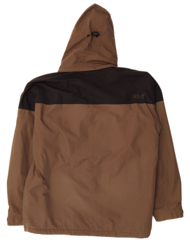 Jack Wolfskin Veste coupe-vent à capuche pour homme UK 38 Marron moyen Colourblock