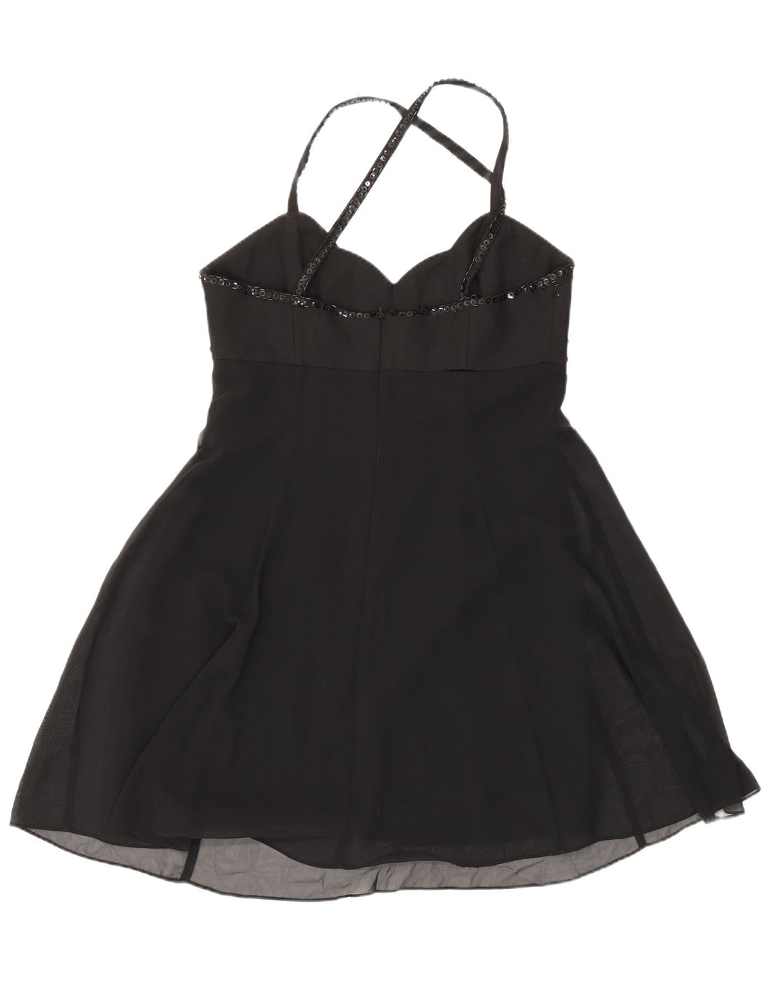 Charlotte Halton Mini robe dos nu pour femme UK 12 Medium Noir Polyester