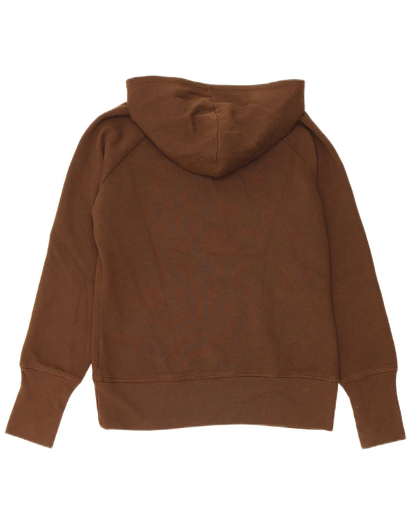TOMMY HILFIGER Pull à capuche graphique surdimensionné pour femme UK 10 Small Marron