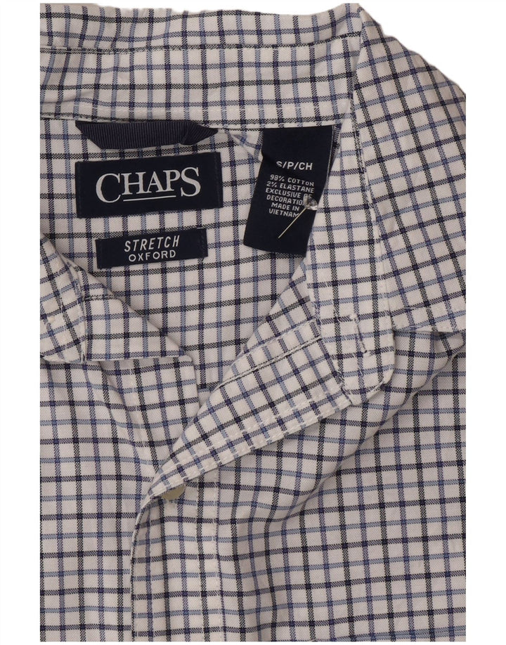 Chaps Chemise Oxford Homme Petit Carreau Blanc Coton