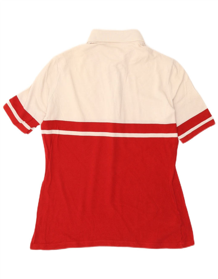 LACOSTE Polo Femme Taille 42 Grand Coton Colorblock Rouge
