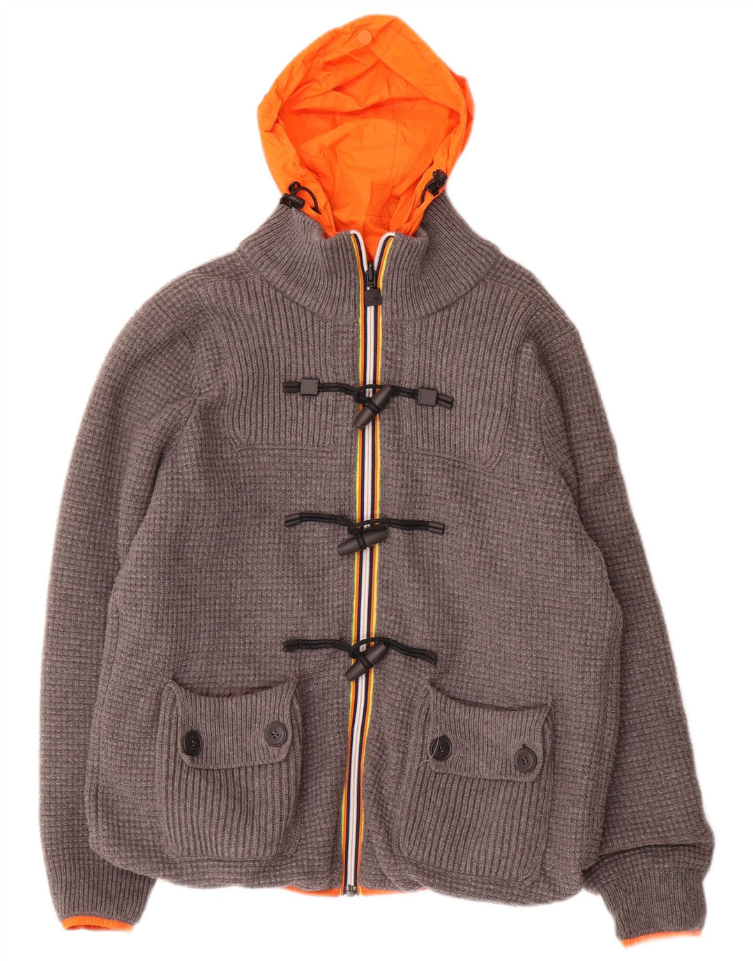 K-WAY Veste réversible à capuche pour homme UK 36 Small Gris Polyamide