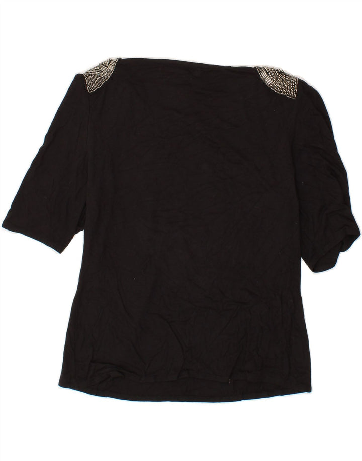 PHASE EIGHT Womens 1/2 Sleeve Blouse Top UK 12 Medium Black Viscose Vintage Phase Eight and Second-Hand Phase Eight from Messina Hembry 