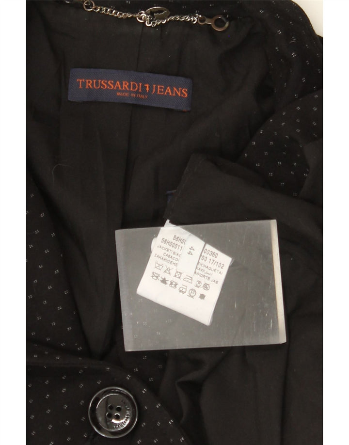 TRUSSARDI JEANS Veste Blazer 1 Bouton Femme IT 44 Moyen Noir Taché