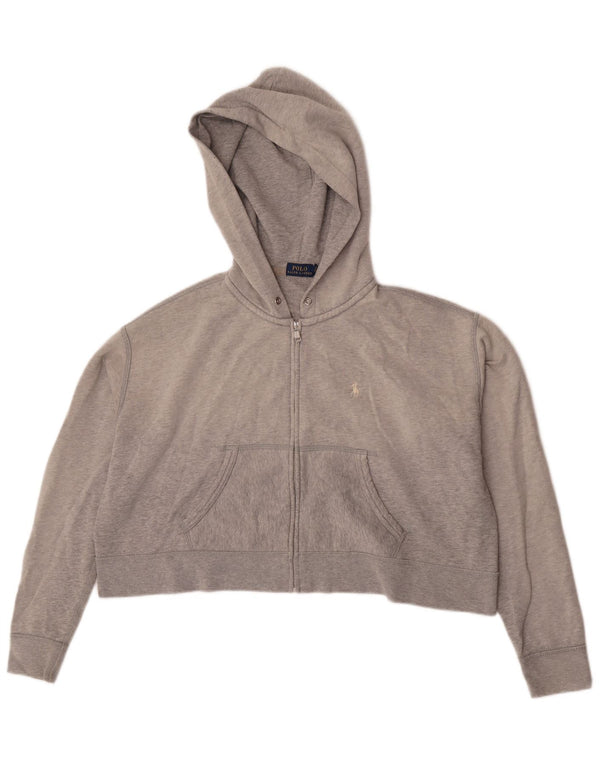 Polo Ralph Lauren Pull à capuche zippé surdimensionné pour femme UK 6 XS Gris