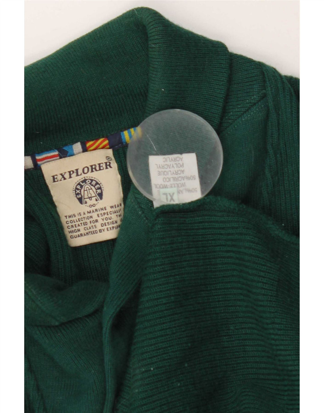 Explorer Pull Col Châle Homme XL Laine Verte