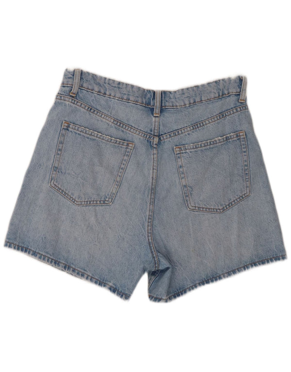 Zara Short en jean taille haute pour femme EU 40 Medium W30 Bleu Coton