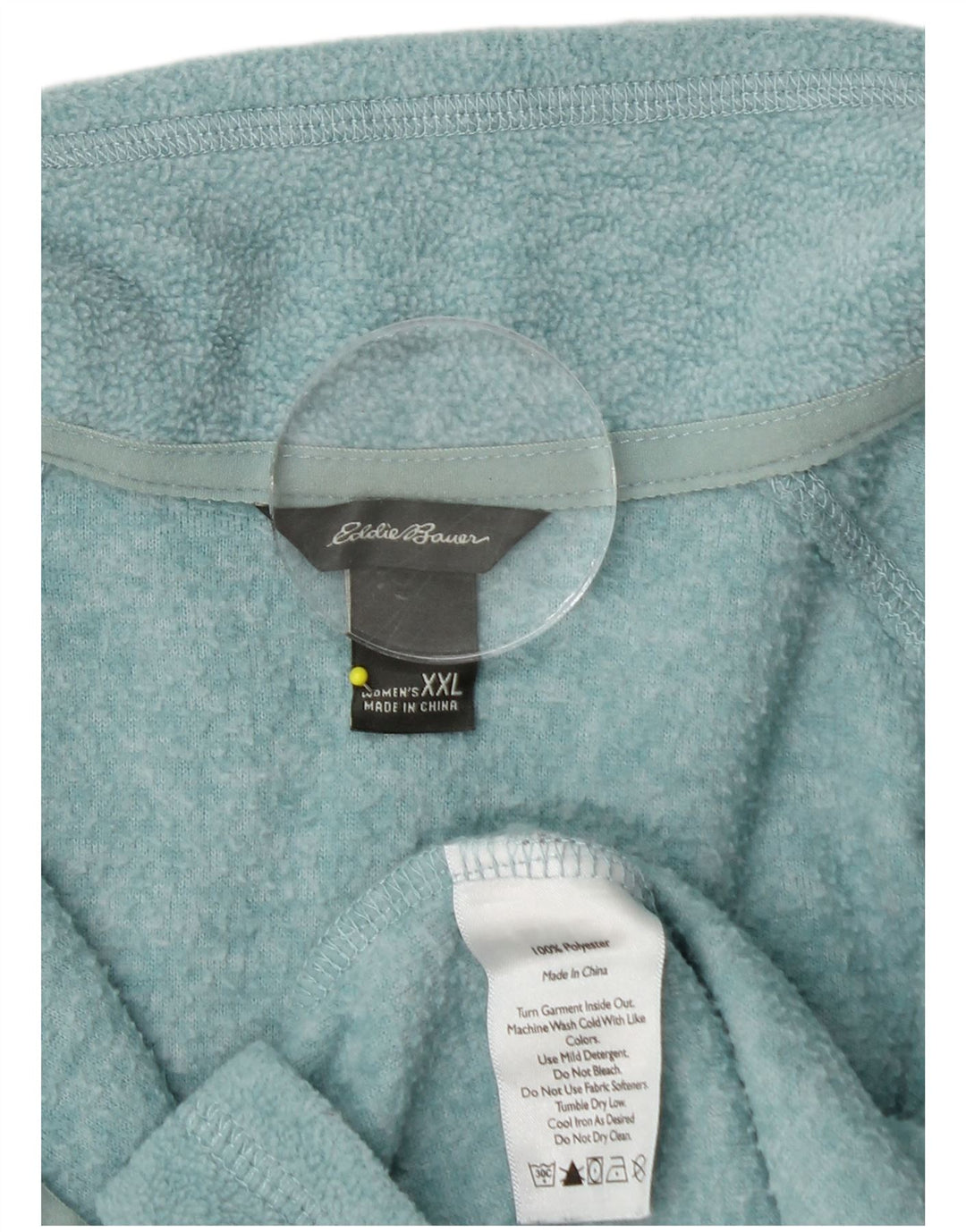 EDDIE BAUER Pull polaire à col zippé pour femme UK 20 2XL Turquoise Polyester