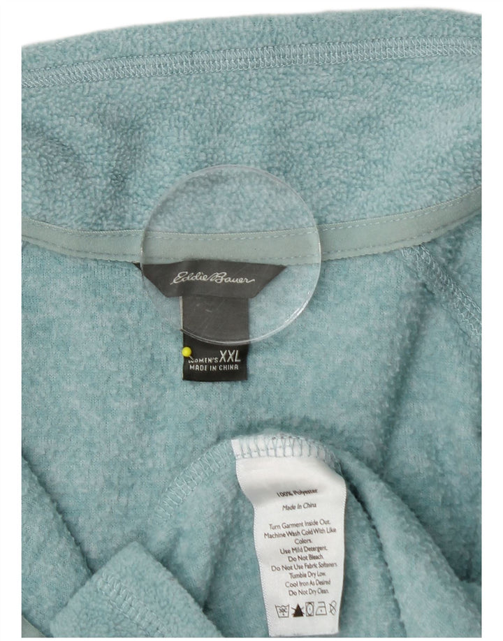 EDDIE BAUER Pull polaire à col zippé pour femme UK 20 2XL Turquoise Polyester
