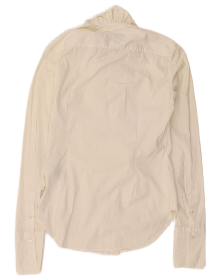 Ralph Lauren Chemise à volants pour femme US 6 en coton blanc moyen