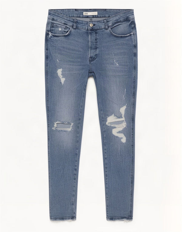 Zara Jean slim vieilli pour homme EU 44 Large W34 L29 Bleu