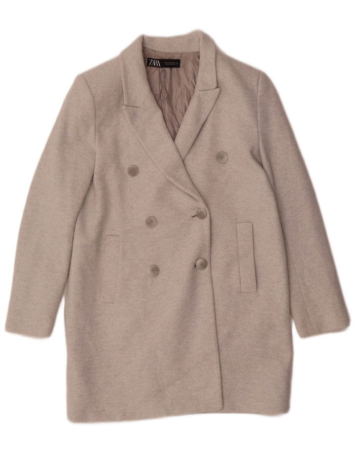 Zara Manteau croisé pour femme UK 14 Polyester gris moyen