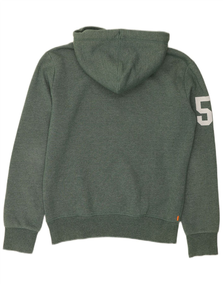 SUPERDRY Pull à Capuche Graphique Homme Vert Moyen Moucheté Coton