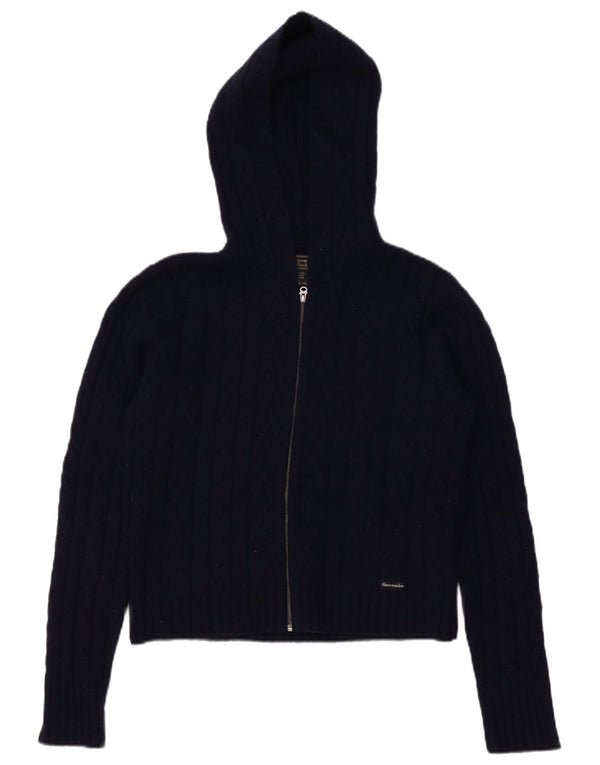 Abercrombie & Fitch Pull cardigan à capuche pour femme UK 16 Large Bleu marine