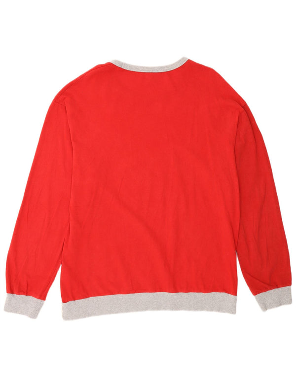 Benetton Femme Disney Graphic Top Manches Longues UK 18 XL Rouge Colourblock