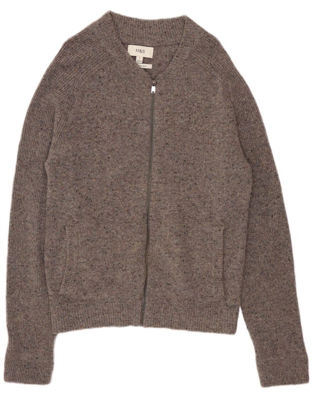 MARKS & SPENCER Cardigan Homme Pull Petit Gris Moucheté Laine