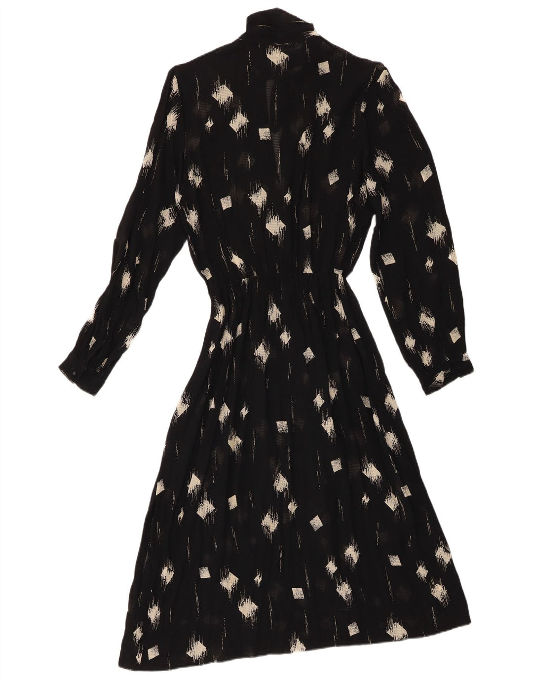 vintage Femmes Voir à travers Maxi Robe IT 42 Moyen Noir Géométrique