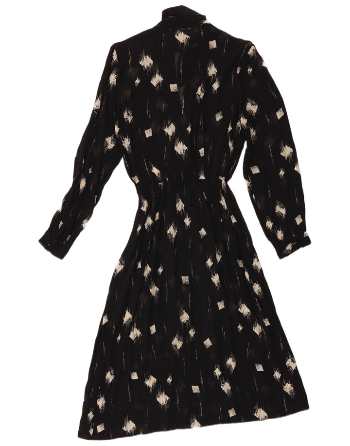 vintage Femmes Voir à travers Maxi Robe IT 42 Moyen Noir Géométrique