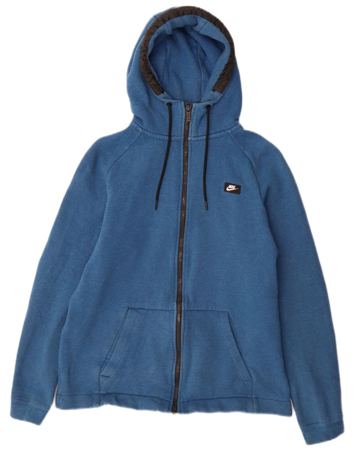 Nike Sweat à capuche zippé en coton color block bleu moyen pour homme