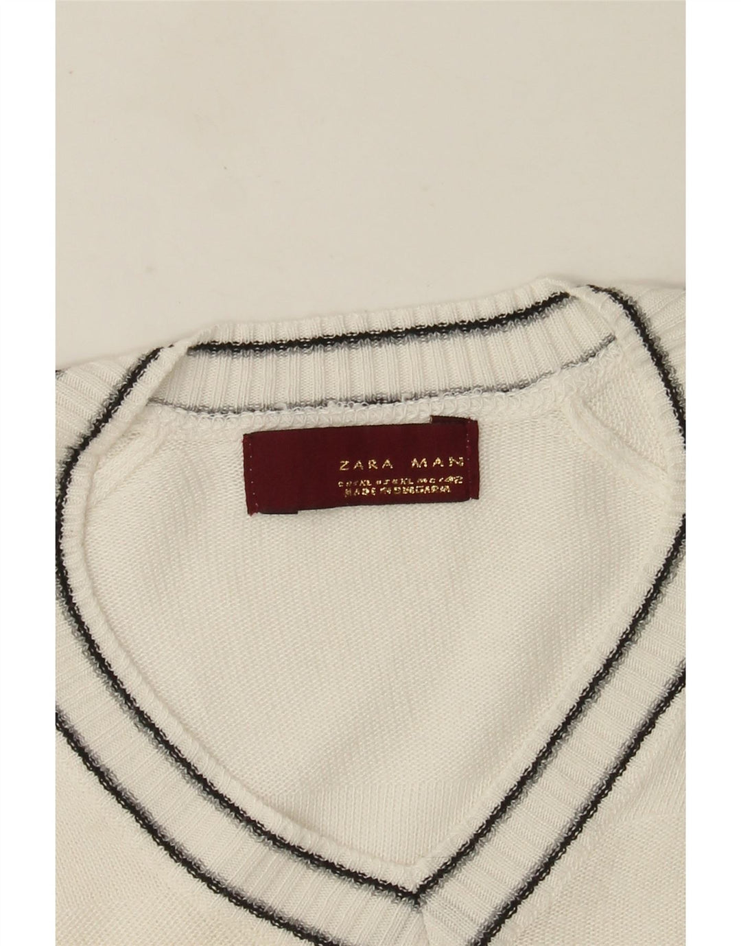 Zara Pull Col V Homme XL Blanc
