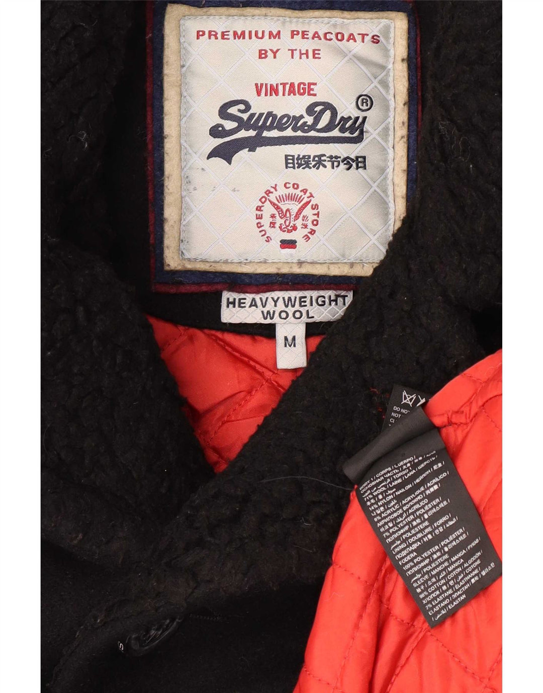 Superdry Caban Homme Laine Noir Moyen