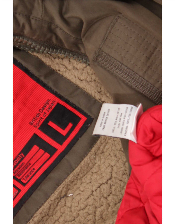 Superdry Veste coupe-vent à capuche pour femme UK 16 Large Kaki Polyester