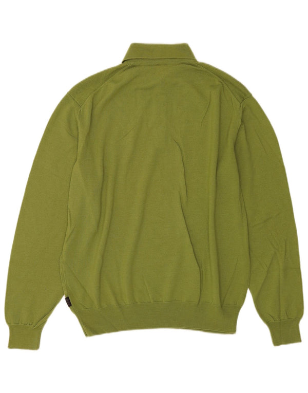Hugo Boss Pull à col polo en laine vierge vert moyen