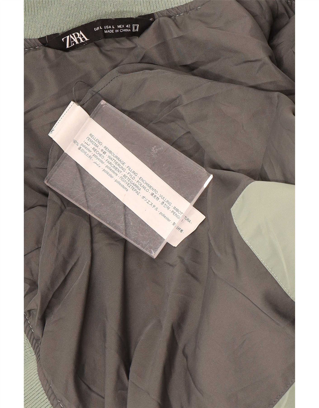 Zara Veste matelassée pour homme UK 40 Large Vert Polyester