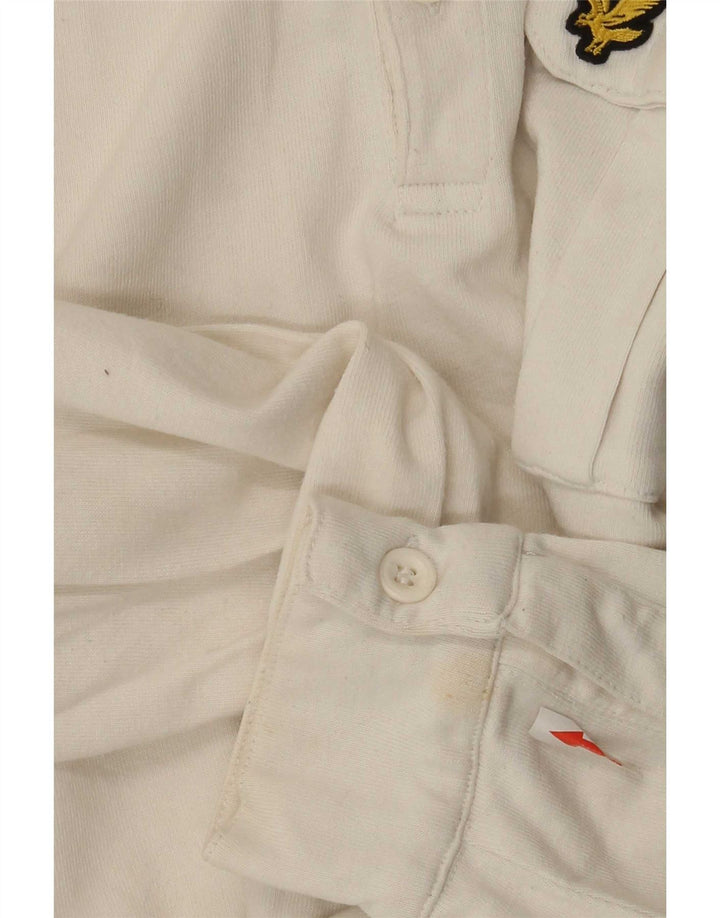 Lyle & Scott Polo régulier à manches longues pour homme en coton blanc cassé moyen