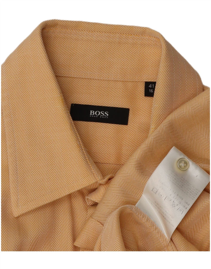 HUGO BOSS Chemise homme Taille 41 16 Grand coton beige à chevrons