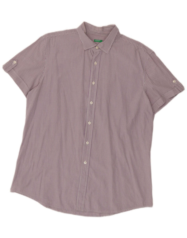 Benetton Chemise à manches courtes pour hommes Grand vichy violet
