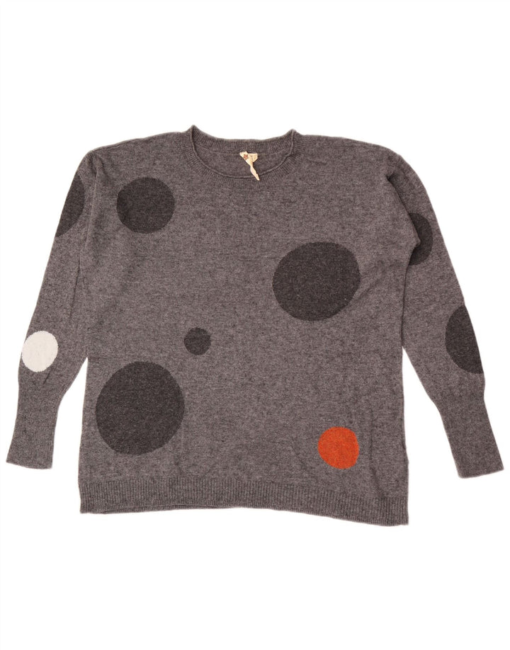 White Stuff Pull à col rond pour femme UK 12 Gris moyen à pois