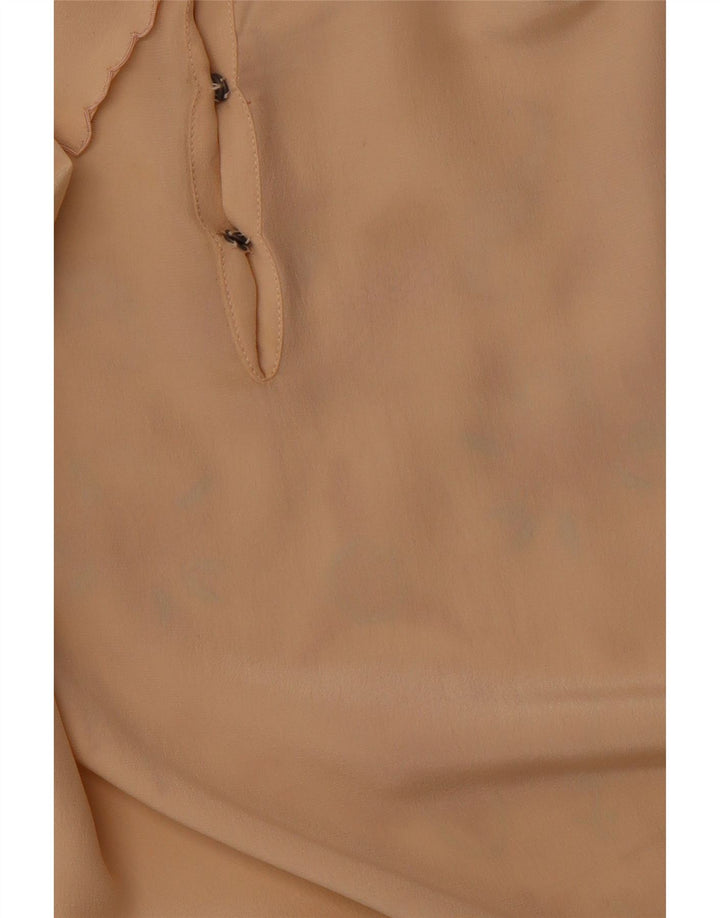 VINTAGE Femme Chemise à manches longues Blouse EU 36 Petite Soie Florale Beige