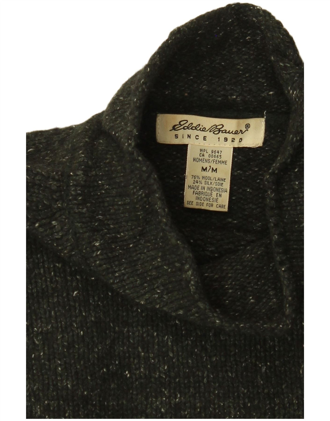 EDDIE BAUER Pull col roulé pour femme UK 14 Kaki moyen moucheté