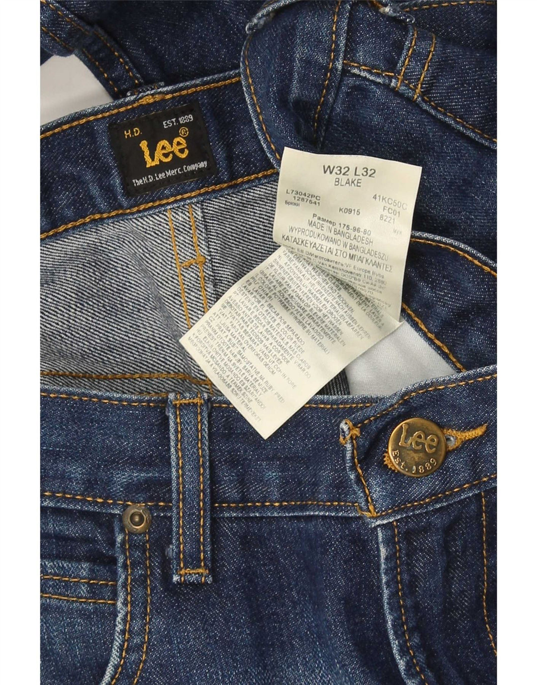 Lee Jean droit homme W32 L32 bleu marine coton