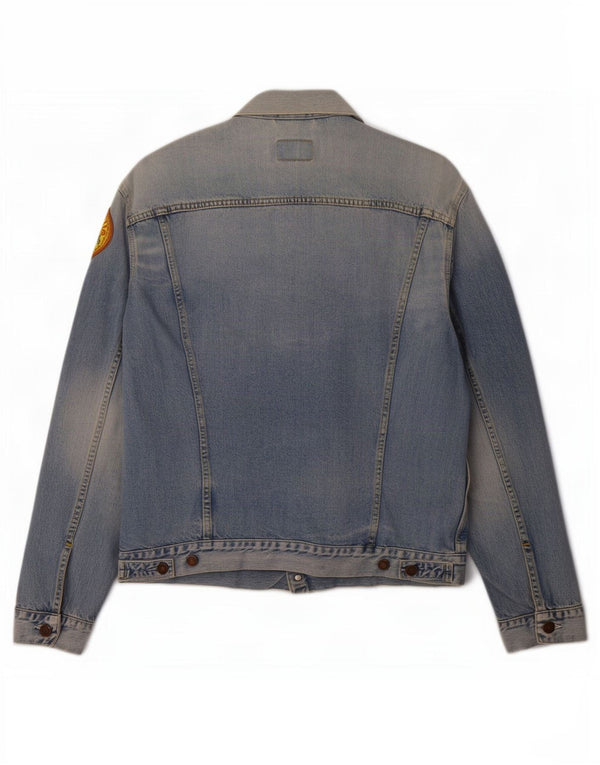 Levi's Veste en jean graphique délavée à l'acide pour homme UK 42 XL Bleu Coton