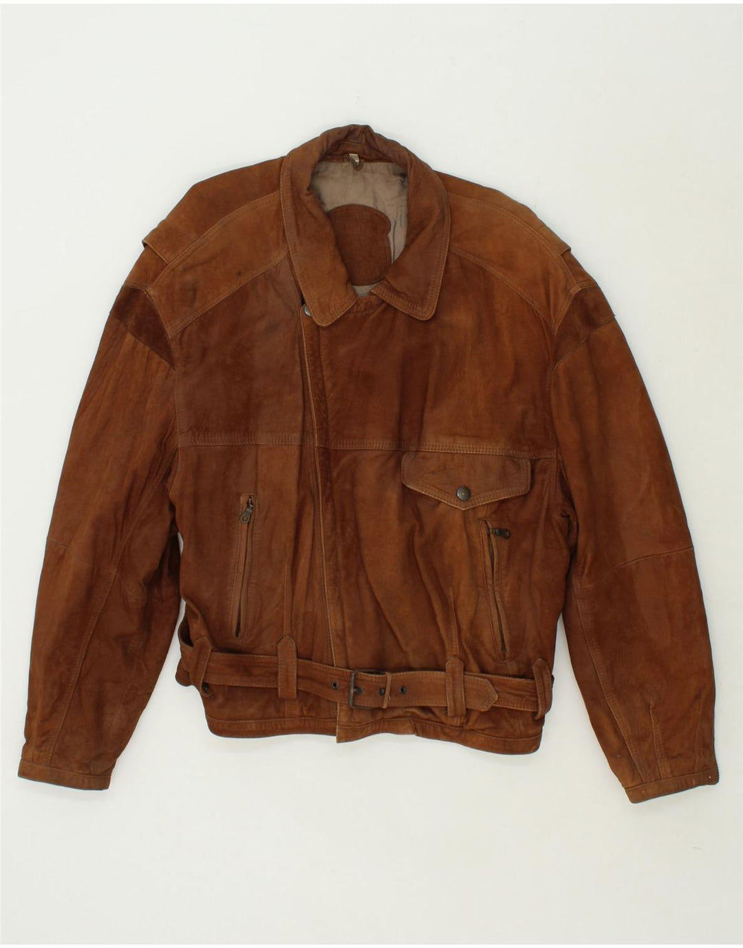 VINTAGE Veste en Daim Homme IT 56 3XL Cuir Marron