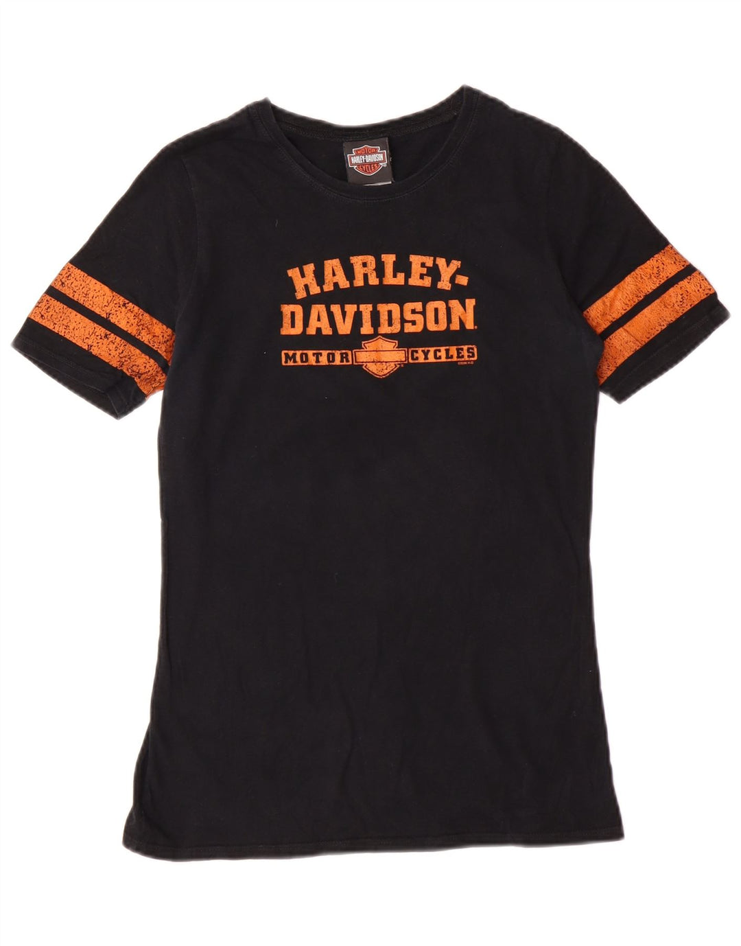 HARLEY DAVIDSON T-shirt graphique pour femme UK 12 en coton noir moyen