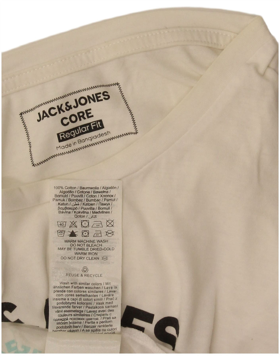 Jack & Jones T-Shirt Regular Fit Graphique Homme Blanc Moyen Coton