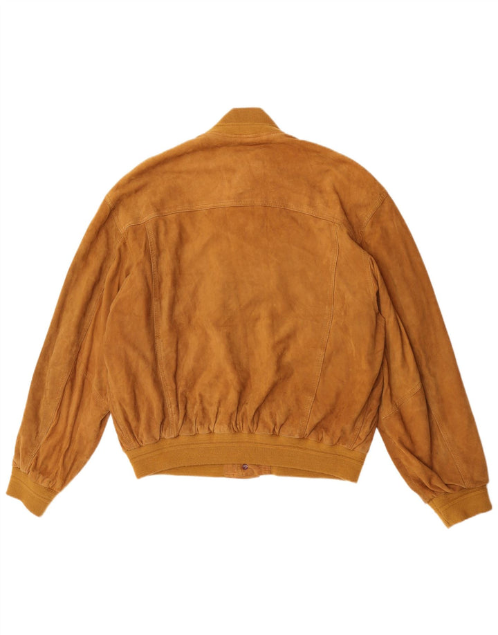 Veste Bomber En Daim Vintage Homme IT 52 XL Cuir Marron