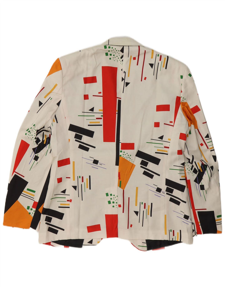 Vintage Homme 1 Bouton Blazer Veste UK 40 Grand Blanc Géométrique
