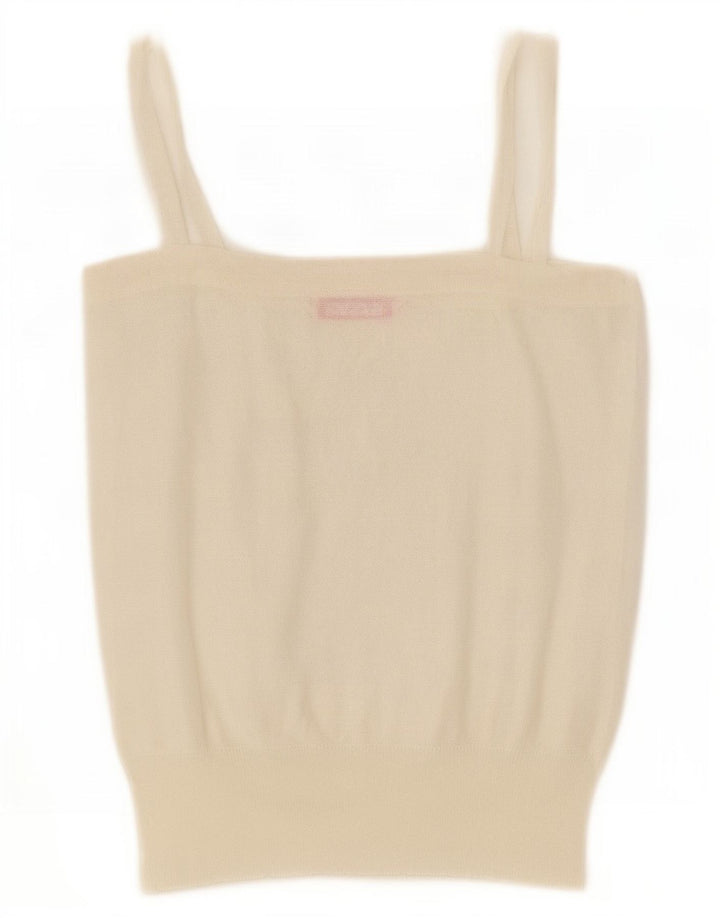 vintage Femmes Tricot Cami Top UK 14 Grand Blanc